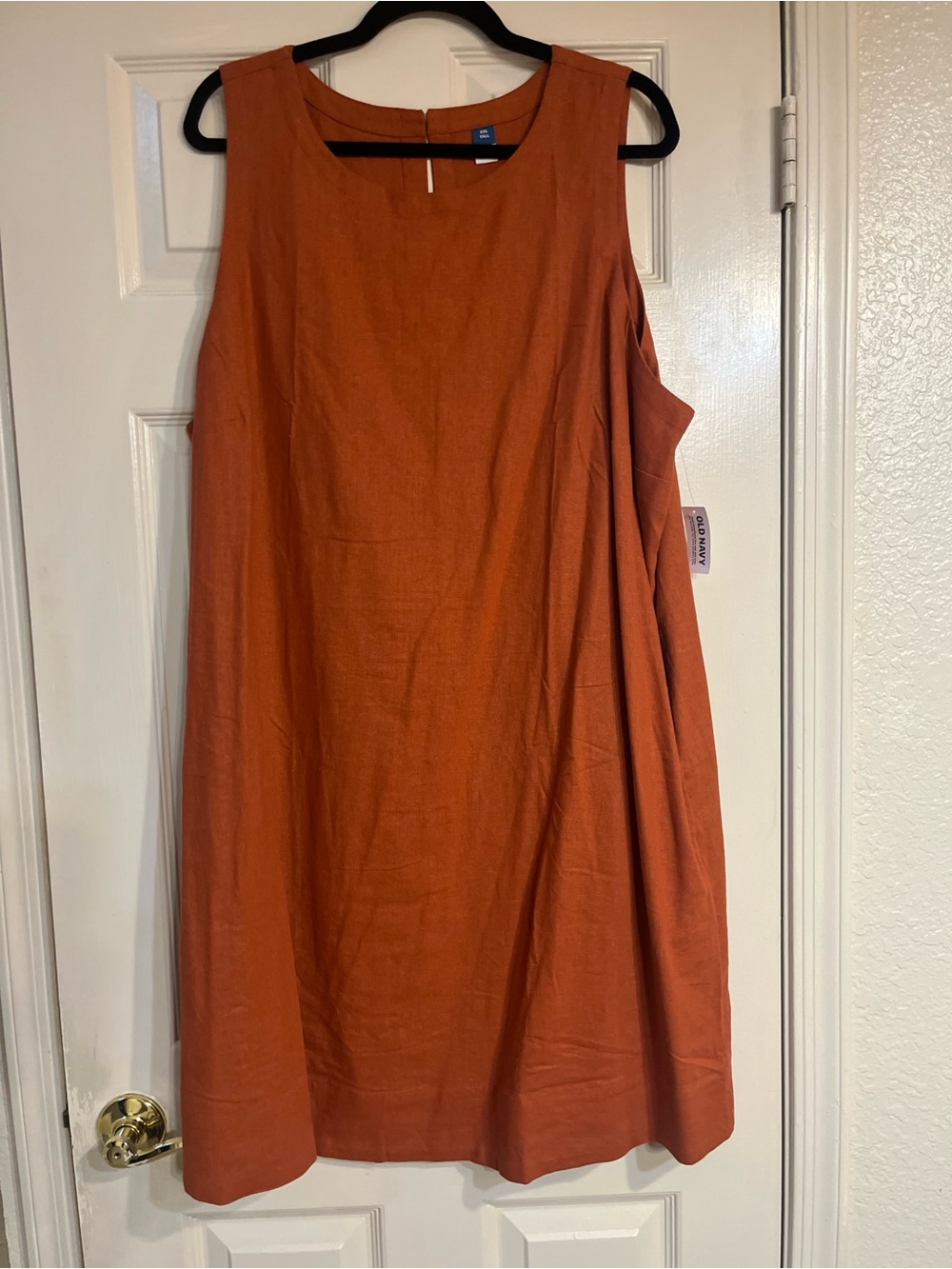 NWT Old Navy Sleeveless Rust Midi Linen-Blend Dress